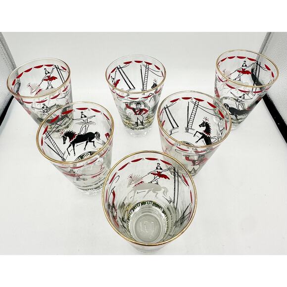 Vintage Libbey Circus Glasses Set – 1950s Original Box, Hostess Barware, 10oz - Picture 4 of 9